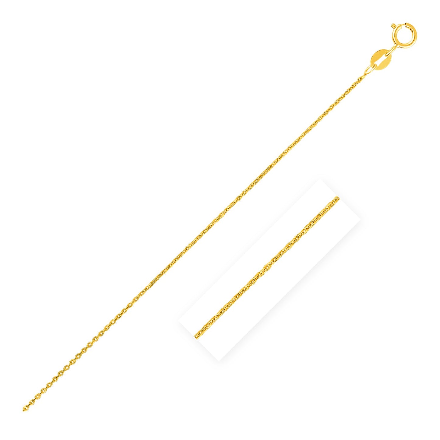 14k Yellow Gold Oval Cable Link Chain 0.85mm