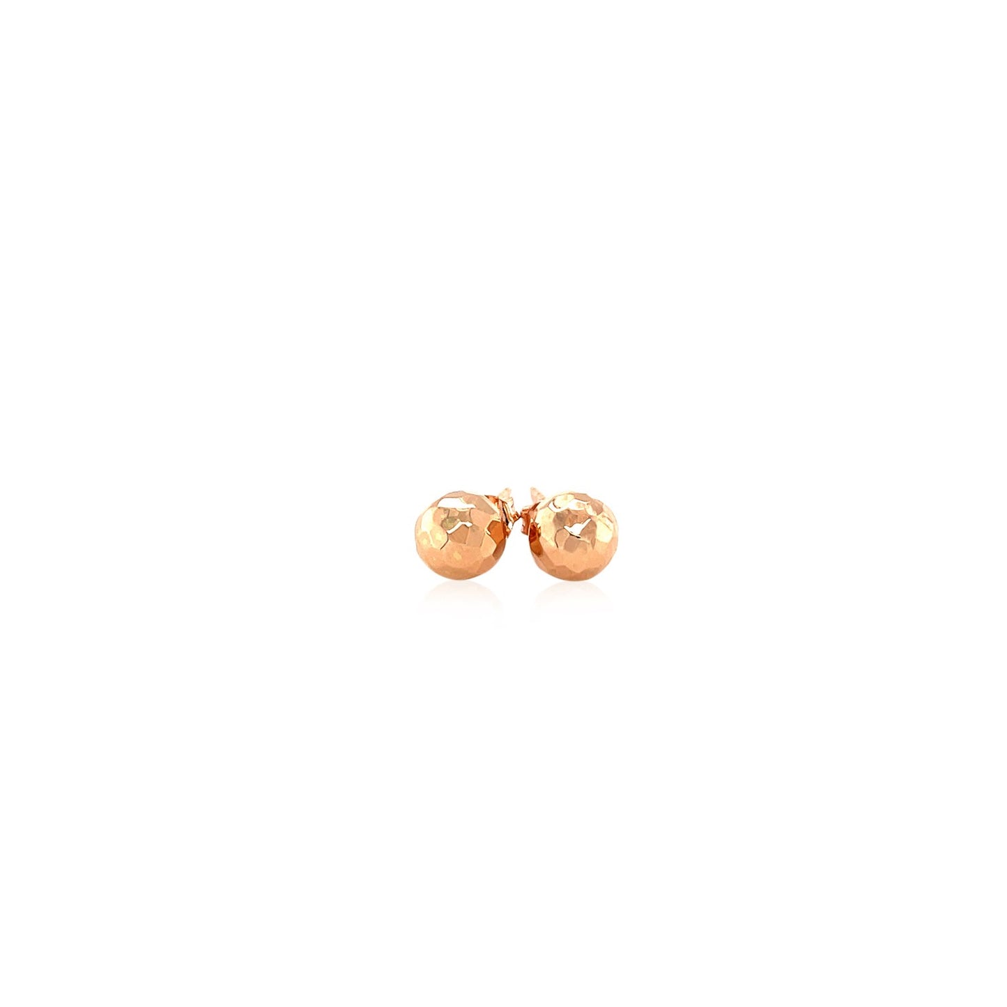 14k Rose Gold Round Faceted Style Stud Earrings