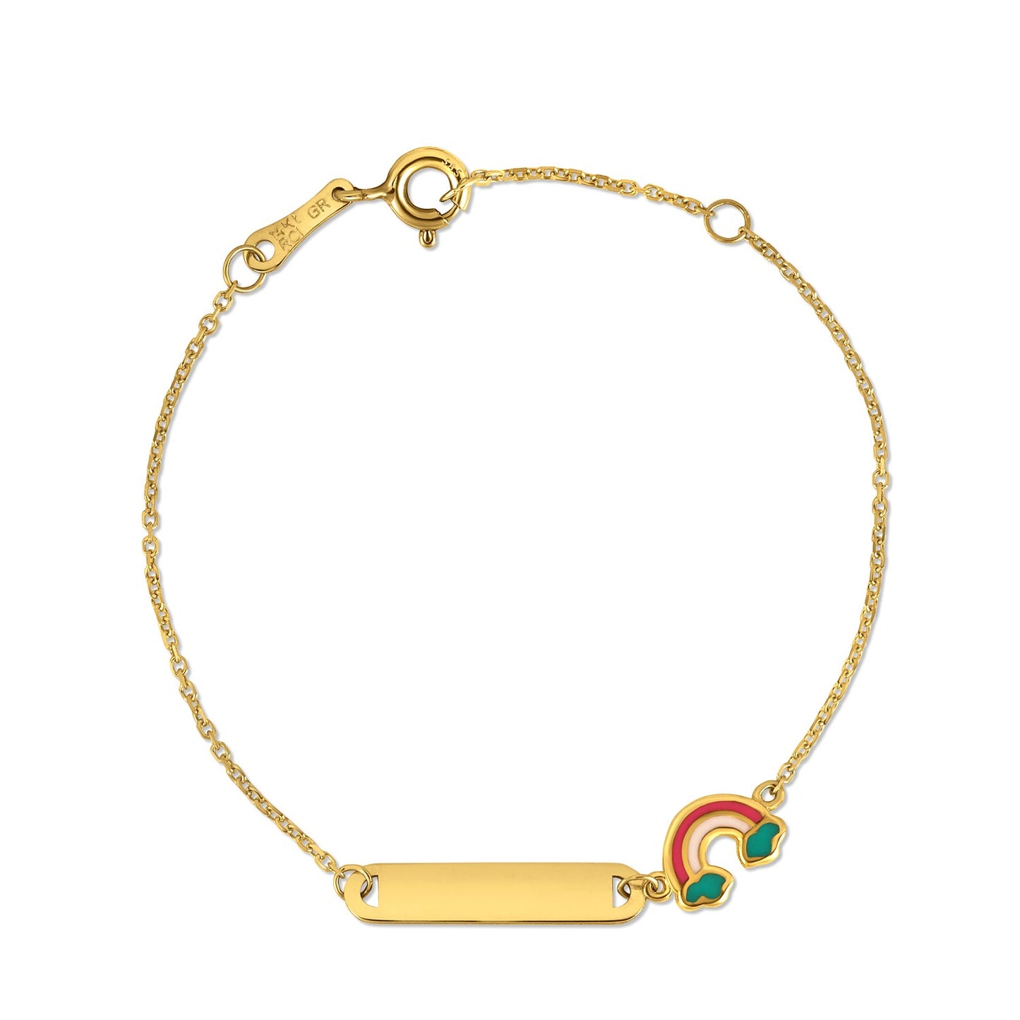 14k Yellow Gold Rainbow Childrens Bracelet
