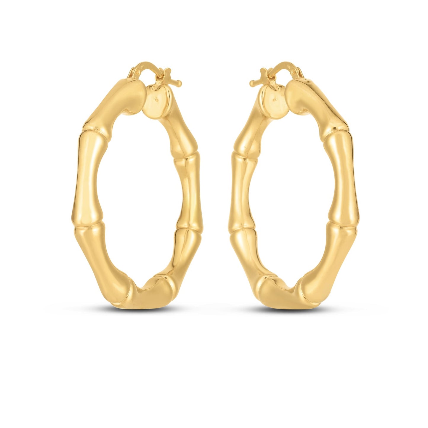14k Yellow Gold Large Bamboo Hoops (35mm)