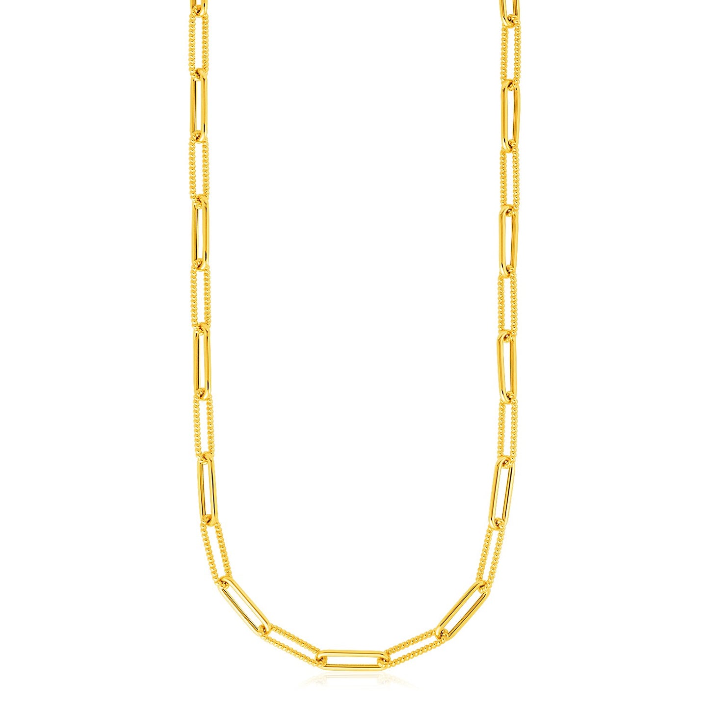 14k Yellow Gold Textured Paperclip Chain (3.5mm)