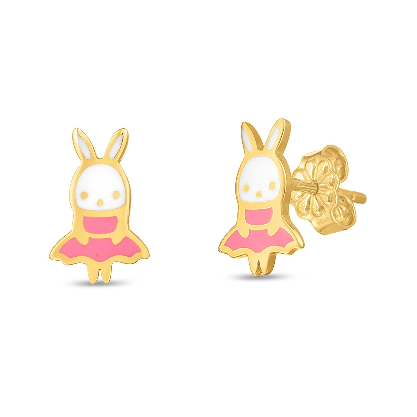 14k Yellow Gold Bunny Studs