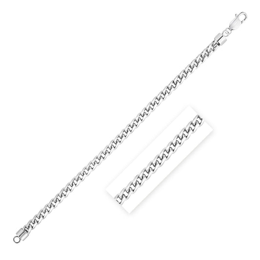 Sterling Silver Rhodium Plated Round Franco Chain 6.0mm