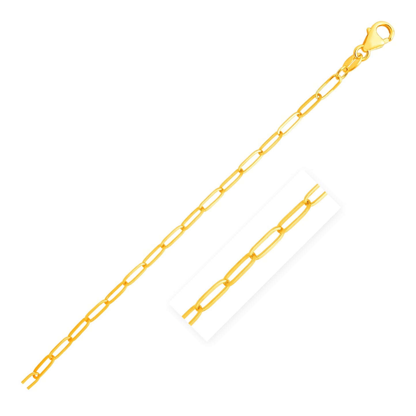 14K Yellow Gold Paperclip Bracelet (3.5mm)