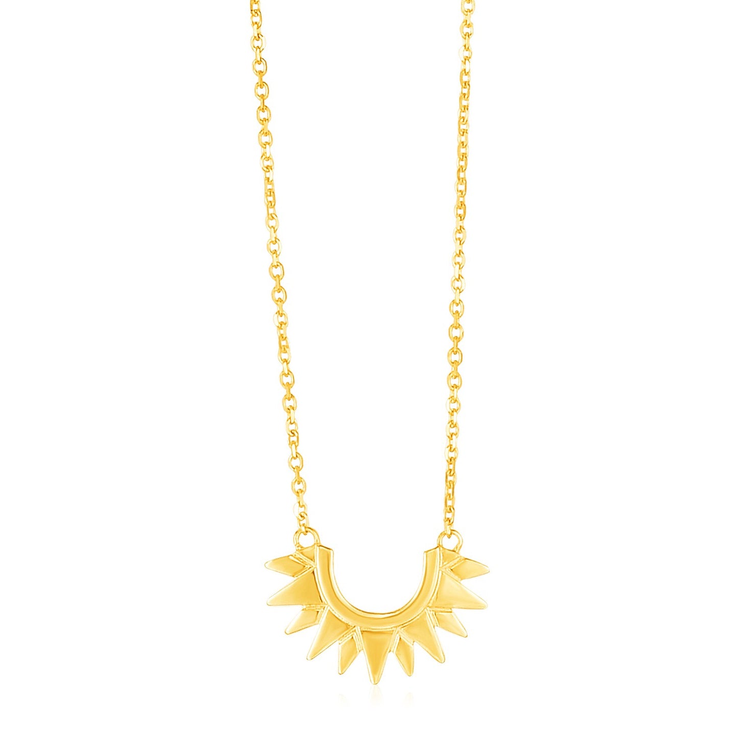 14k Yellow Gold Polished Sunburst Necklace