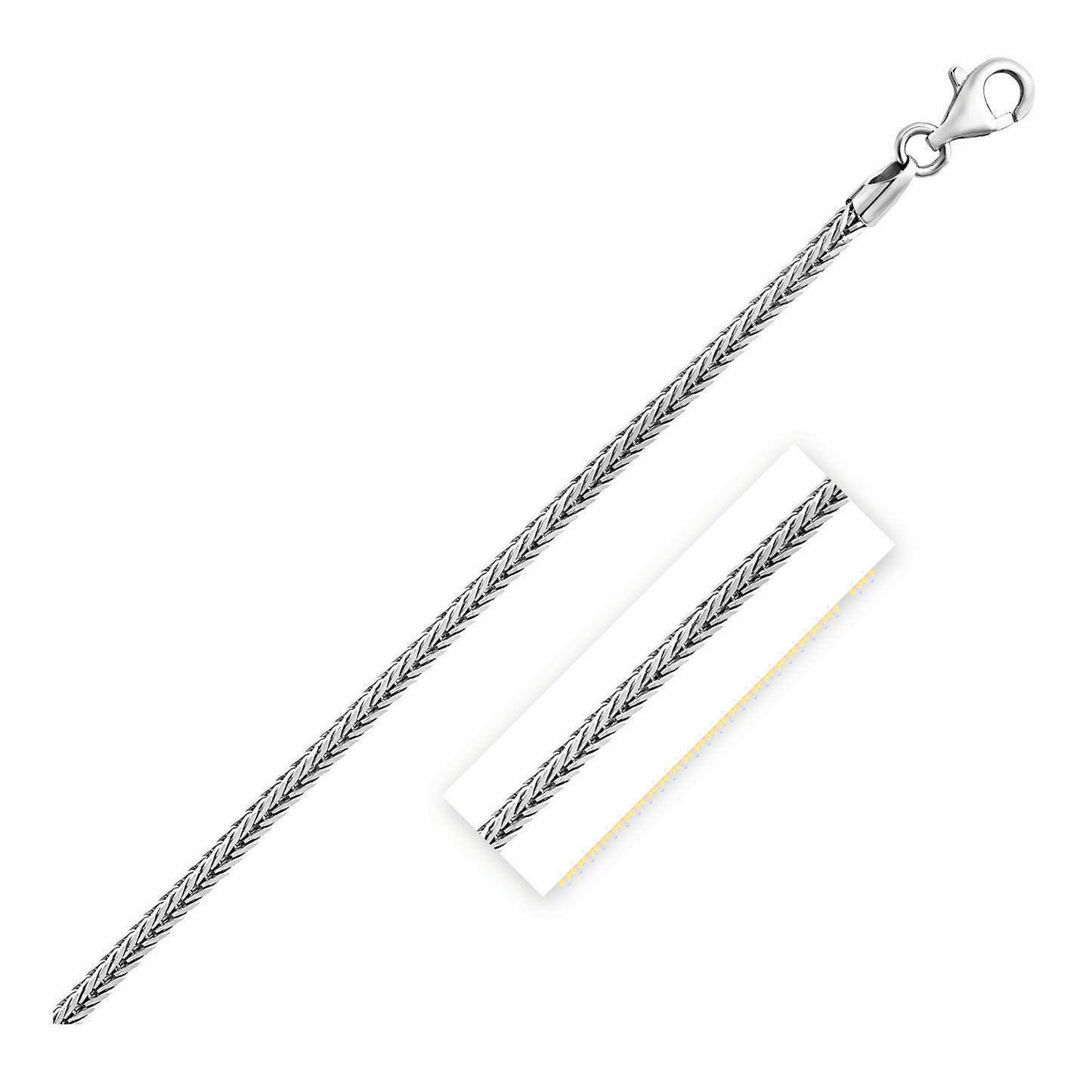 Sterling Silver Rhodium Plated Foxtail 2.0mm