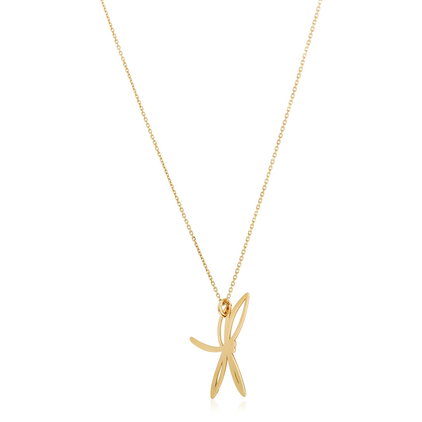 14k Yellow Gold High Polish Dragonfly Necklace