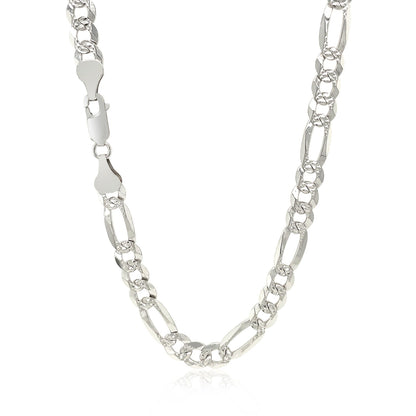 Sterling Silver Rhodium Plated Classic Figaro Chain 6.3mm