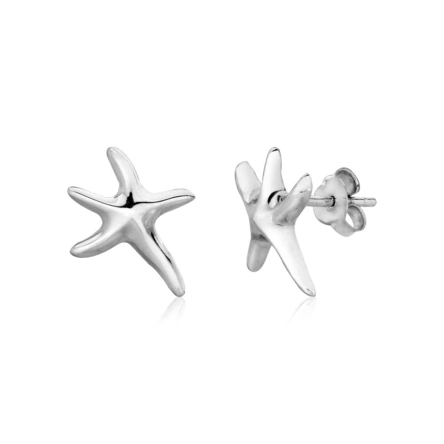 Sterling Silver Petite Polished Starfish Earrings
