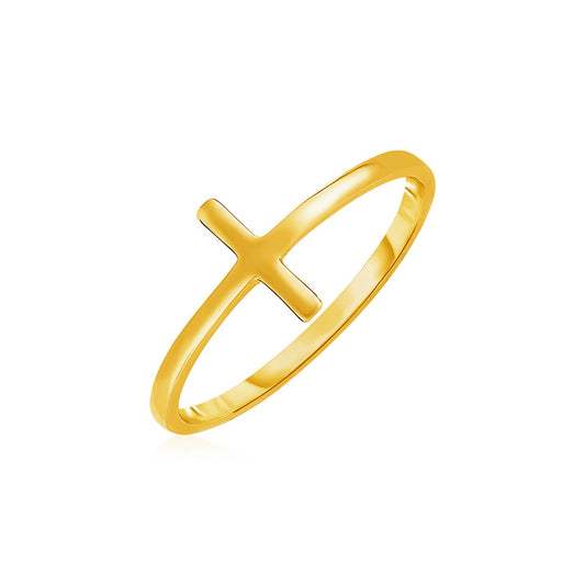 14k Yellow Gold Cross Motif Ring