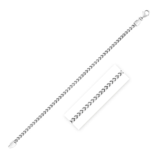 Sterling Silver Rhodium Plated Square Franco Chain 3.5mm