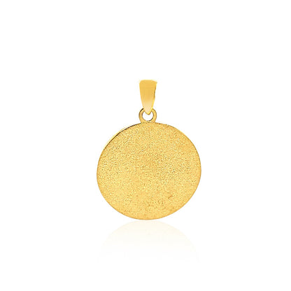 14k Two Tone Gold Round Textured Religious Medal Pendant